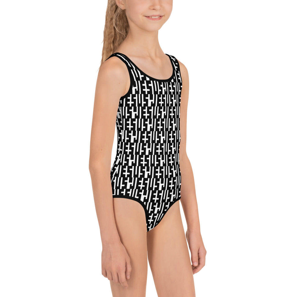 JESUS Negative Space | Kids INFINITY Swimsuit | Black & White | Get JESU5 Gear | Coolest CHRISTIAN Clothing on the Planet