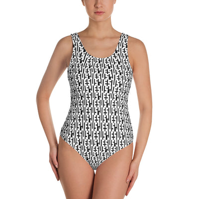 JESU5 Negative Space | Women's INFINITY One Piece Bathing Suit | White & Black | Get Bold Gear | Coolest CHRISTlAN Clothing on the Planet