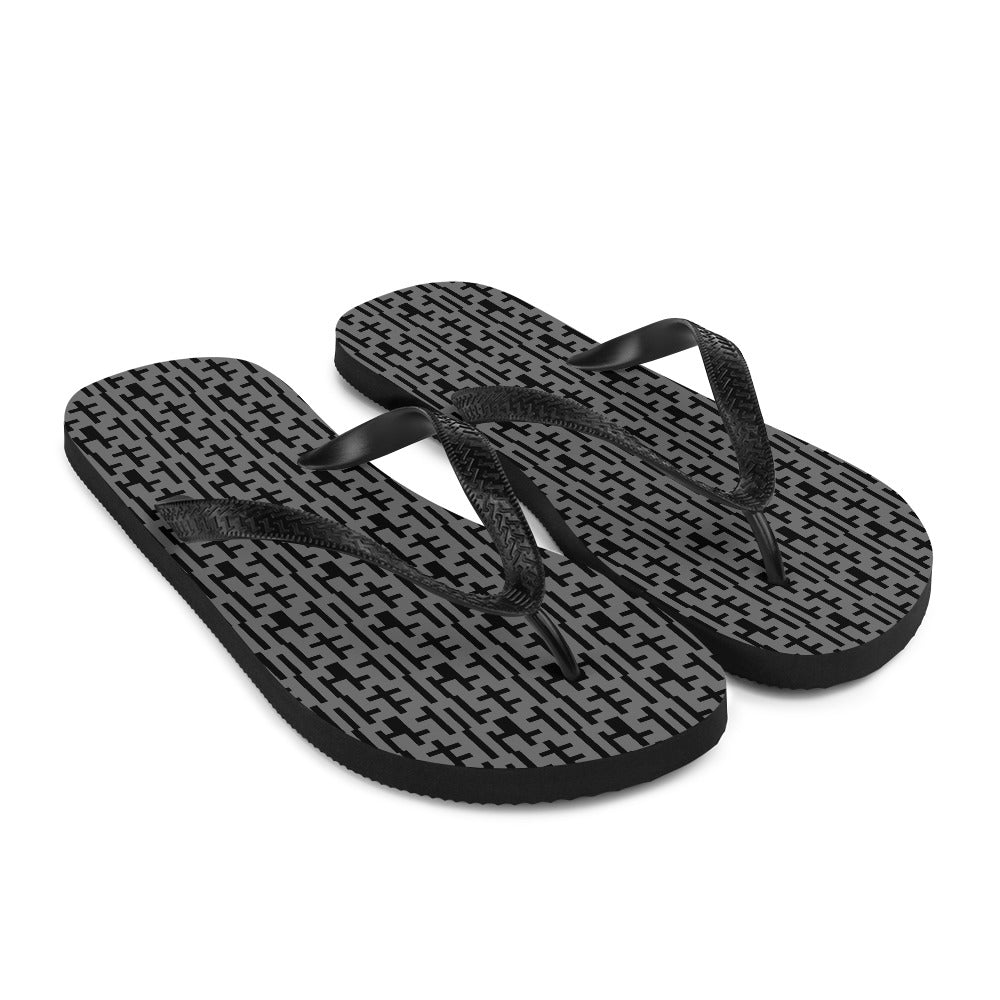 Negative Space | JESUS INFINITY Flip Flops | Grey & Black (4) | Get JESU5 Gear | Coolest CHRISTIAN Clothing on the Planet