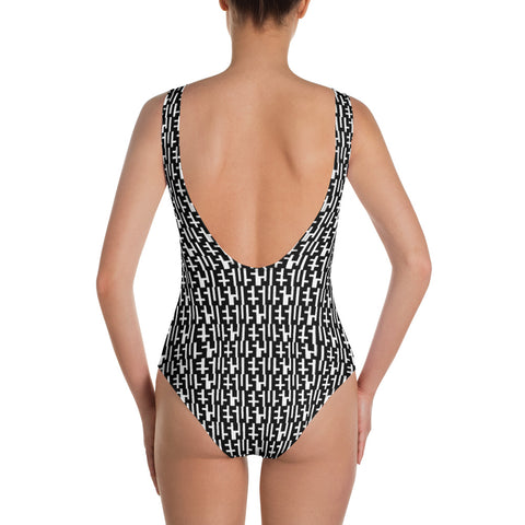 JESU5 Negative Space | Women's INFINITY One Piece Bathing Suit | Black & White | Get Bold Gear | Coolest CHRISTlAN Clothing on the Planet