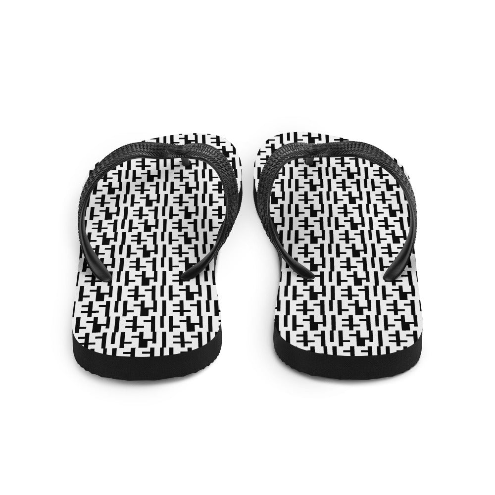 Negative Space | JESUS INFINITY Flip Flops | White & Black (6) | Get JESU5 Gear | Coolest CHRISTIAN Clothing on the Planet