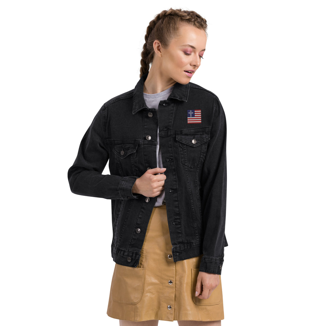 Unisex Cross & Stripes Denim Jacket