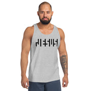 JESUS Negative Space | Mens Tank Top Shirt| Athletic Heather Grey Gray & Black Print | Get JESU5 Gear | Coolest CHRISTIAN Clothing on the Planet