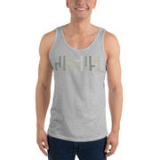 JESUS Negative Space | Mens Tank Top Shirt| Athletic Heather Grey Gray with Camo Print | Get JESU5 Gear | Coolest CHRISTIAN Clothing on the Planet