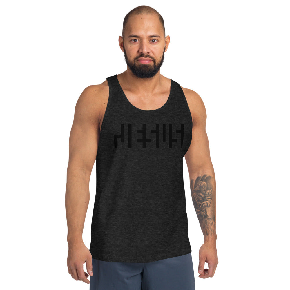 JESUS Negative Space | Mens Tank Top Shirt| Charcoal Black Triblend & Black Print | Get JESU5 Gear | Coolest CHRISTIAN Clothing on the Planet