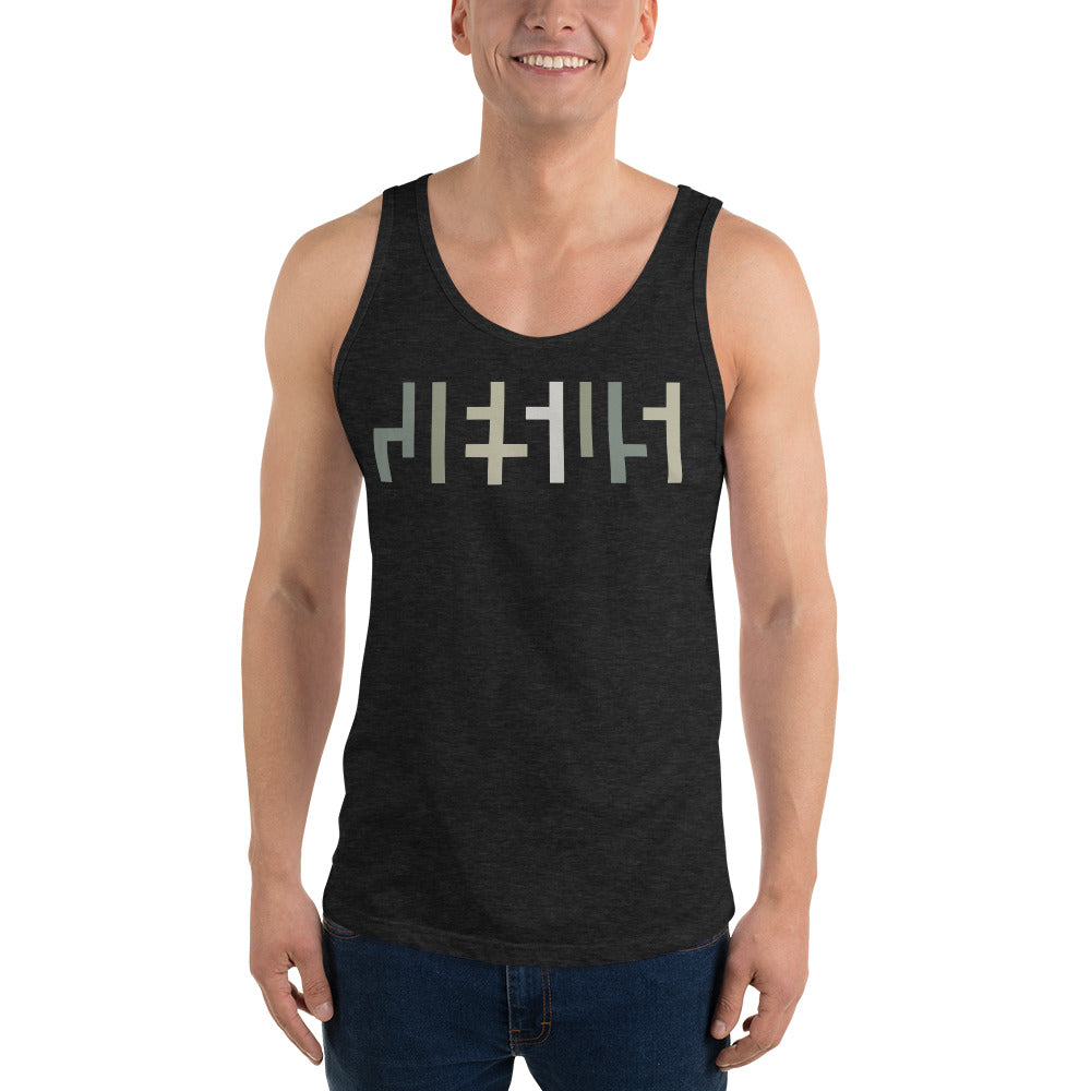 JESUS Negative Space | Mens Tank Top Shirt| Charcoal Black Triblend with Camo Print | Get JESU5 Gear | Coolest CHRISTIAN Clothing on the Planet