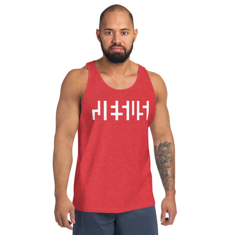 JESUS Negative Space | Mens Tank Top Shirt| Red Triblend with White Print | Get JESU5 Gear | Coolest CHRISTIAN Clothing on the Planet
