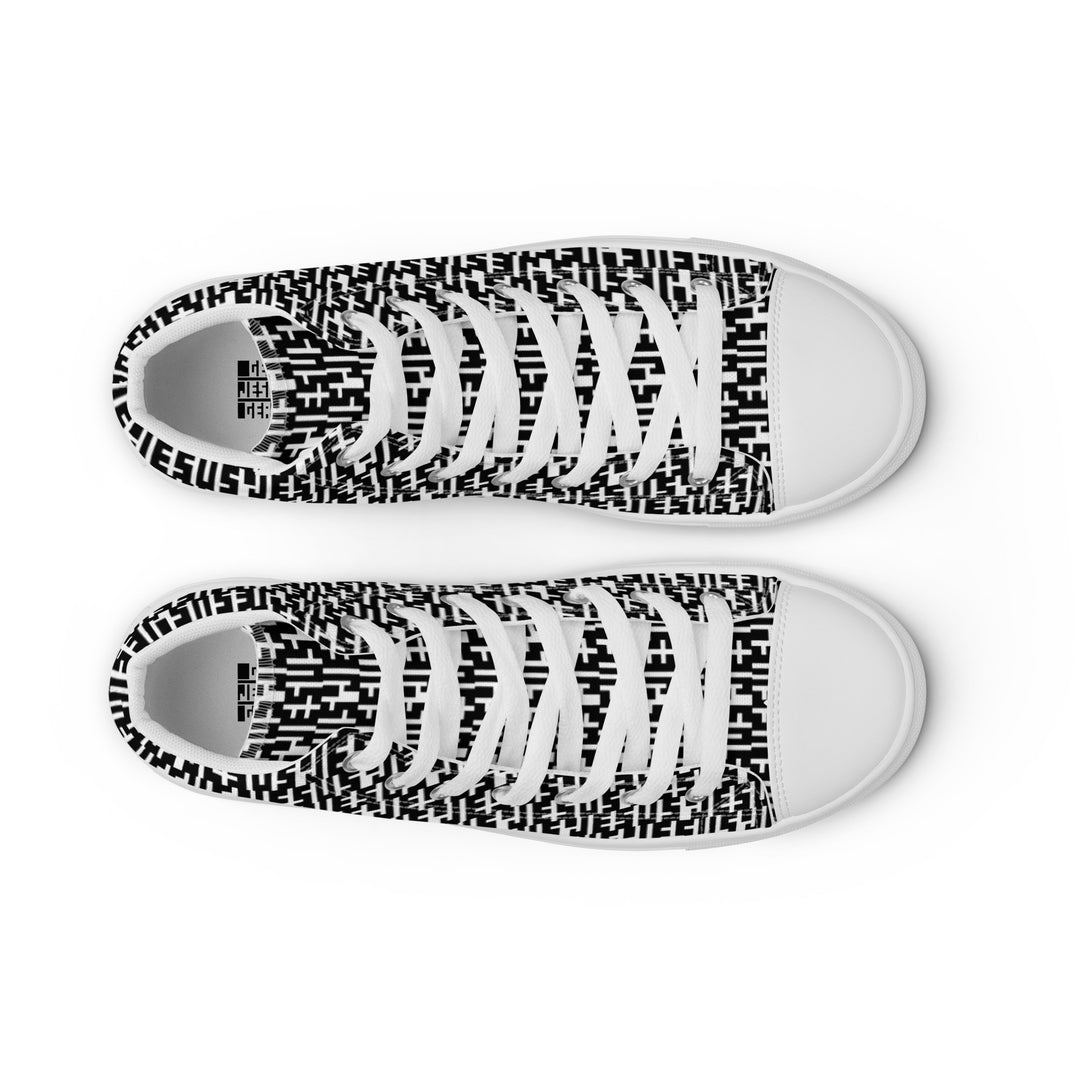 Womens JESUS High Top Canvas Shoes - Black & White INFINITY 1.0