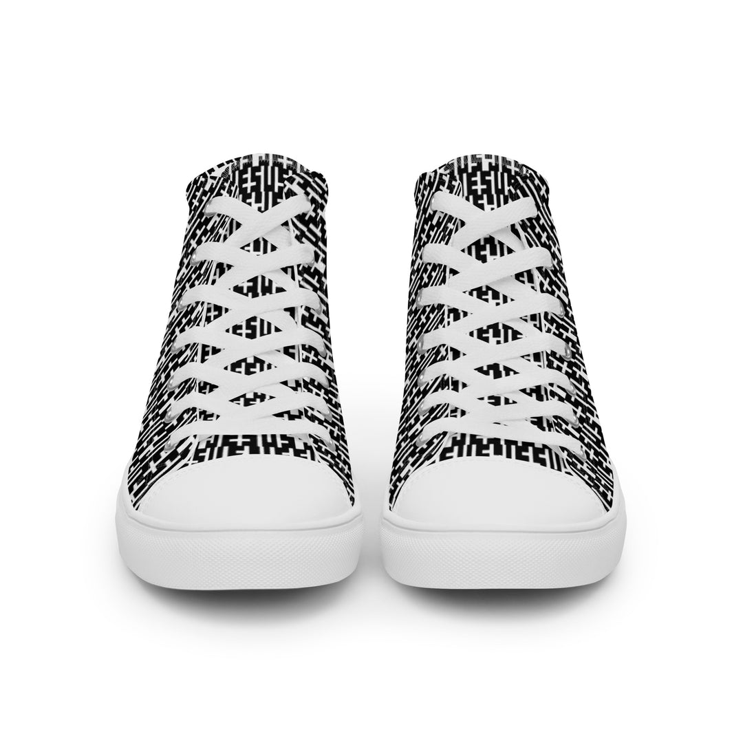 Womens JESUS High Top Canvas Shoes - Black & White INFINITY 1.0