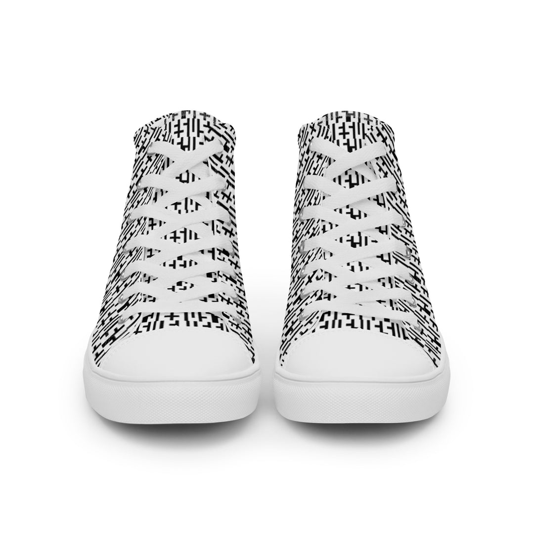 Womens JESUS High Top Canvas Shoes - White & Black INFINITY 1.0