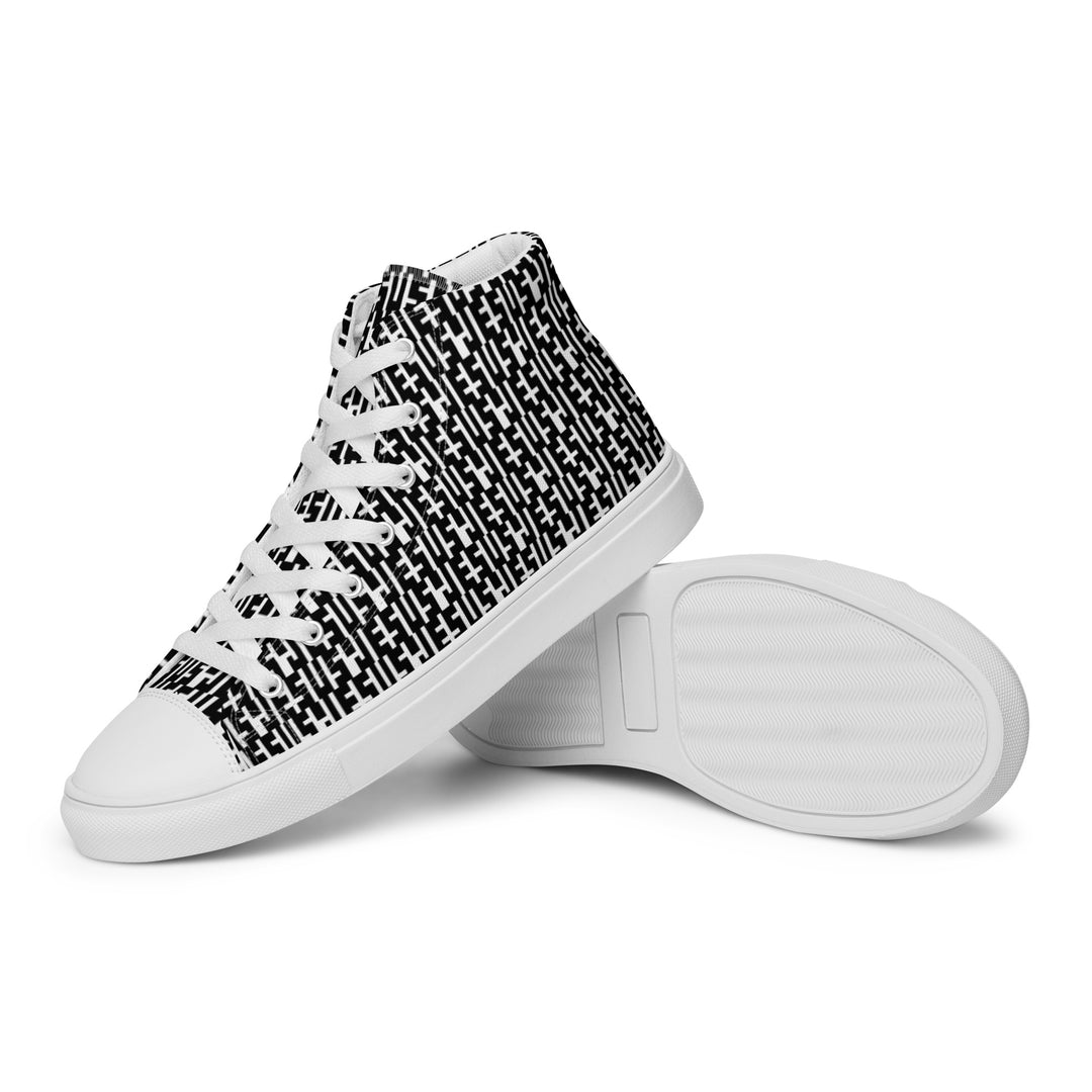 Womens JESUS High Top Canvas Shoes - Black & White INFINITY 1.0