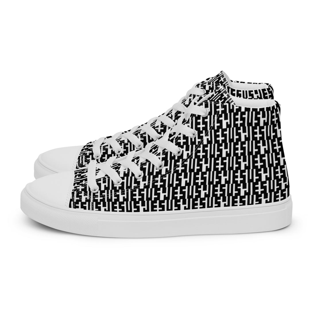 Womens JESUS High Top Canvas Shoes - Black & White INFINITY 1.0