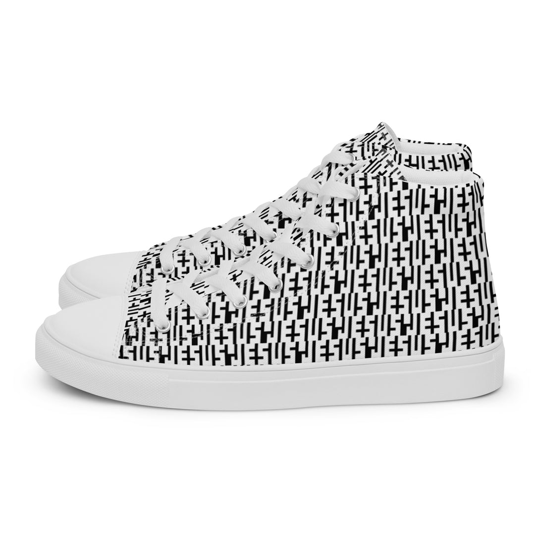 Womens JESUS High Top Canvas Shoes - White & Black INFINITY 1.0