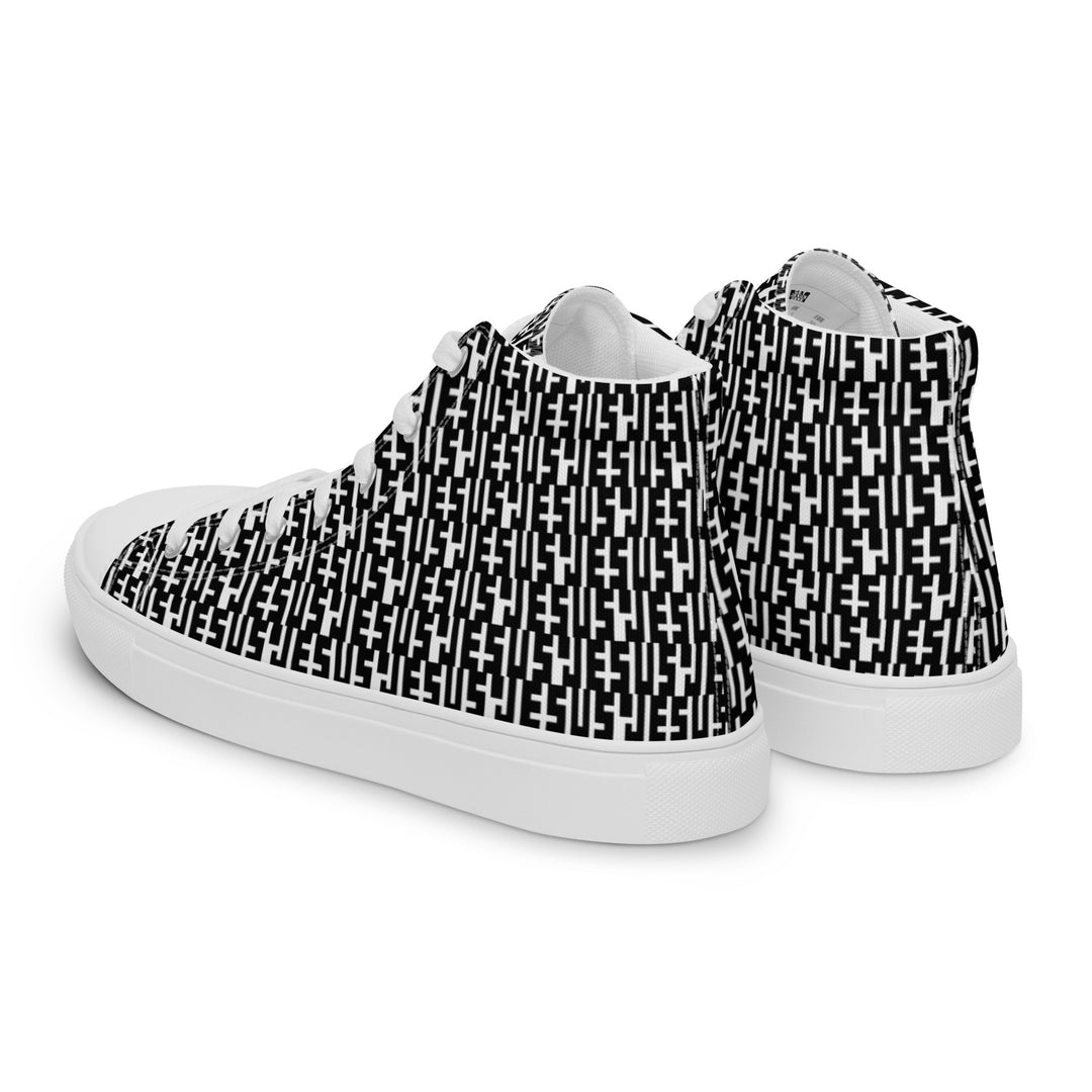 Womens JESUS High Top Canvas Shoes - Black & White INFINITY 1.0