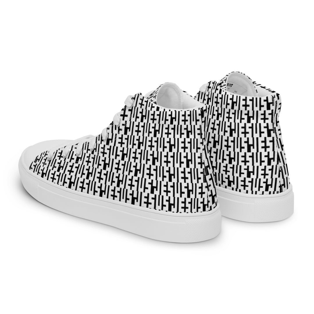 Womens JESUS High Top Canvas Shoes - White & Black INFINITY 1.0