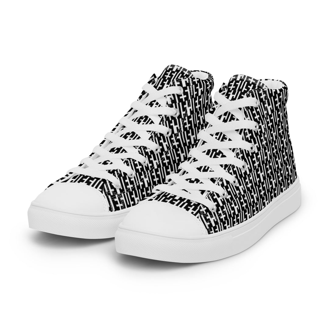 Womens JESUS High Top Canvas Shoes - Black & White INFINITY 1.0