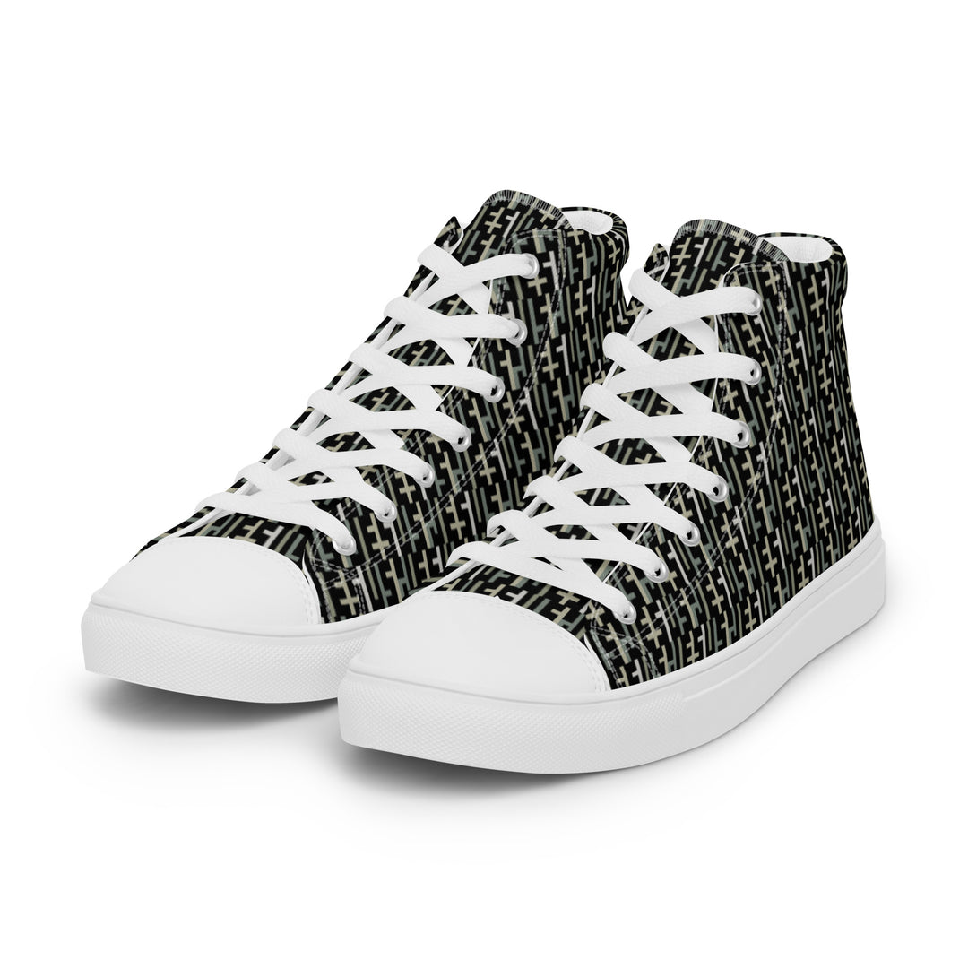 Womens JESUS High Top Canvas Shoes - Black Camo INFINITY 1.0