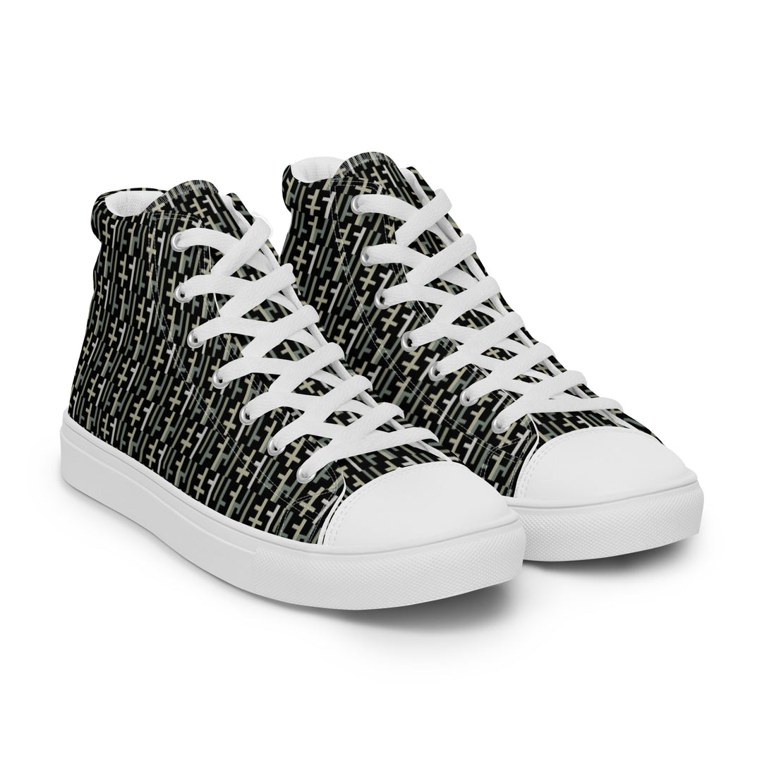 Womens JESUS High Top Canvas Shoes - Black Camo INFINITY 1.0