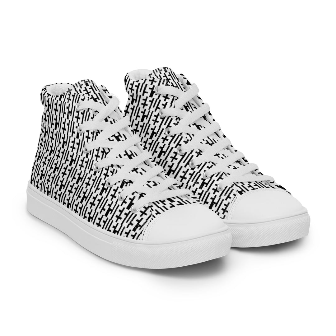 Womens JESUS High Top Canvas Shoes - White & Black INFINITY 1.0