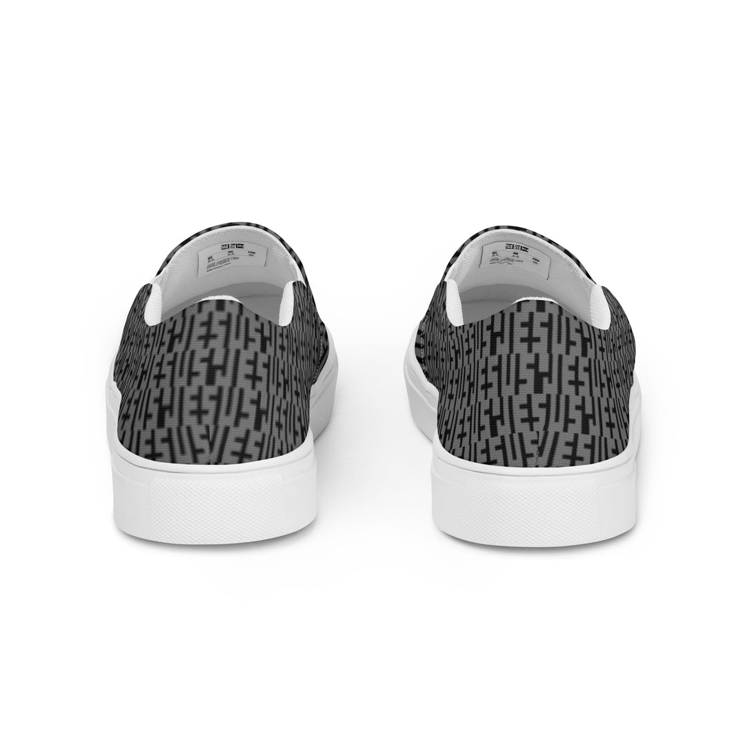 Womens JESUS Slip On Canvas Shoes - Grey & Black INFINITY 1.0