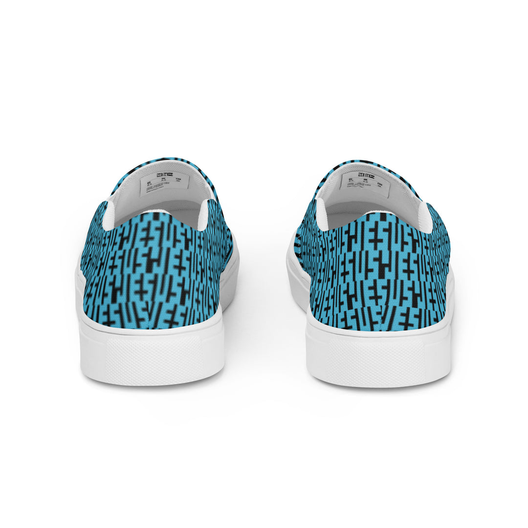 Womens JESUS Slip On Canvas Shoes - Blue & Black INFINITY 1.0