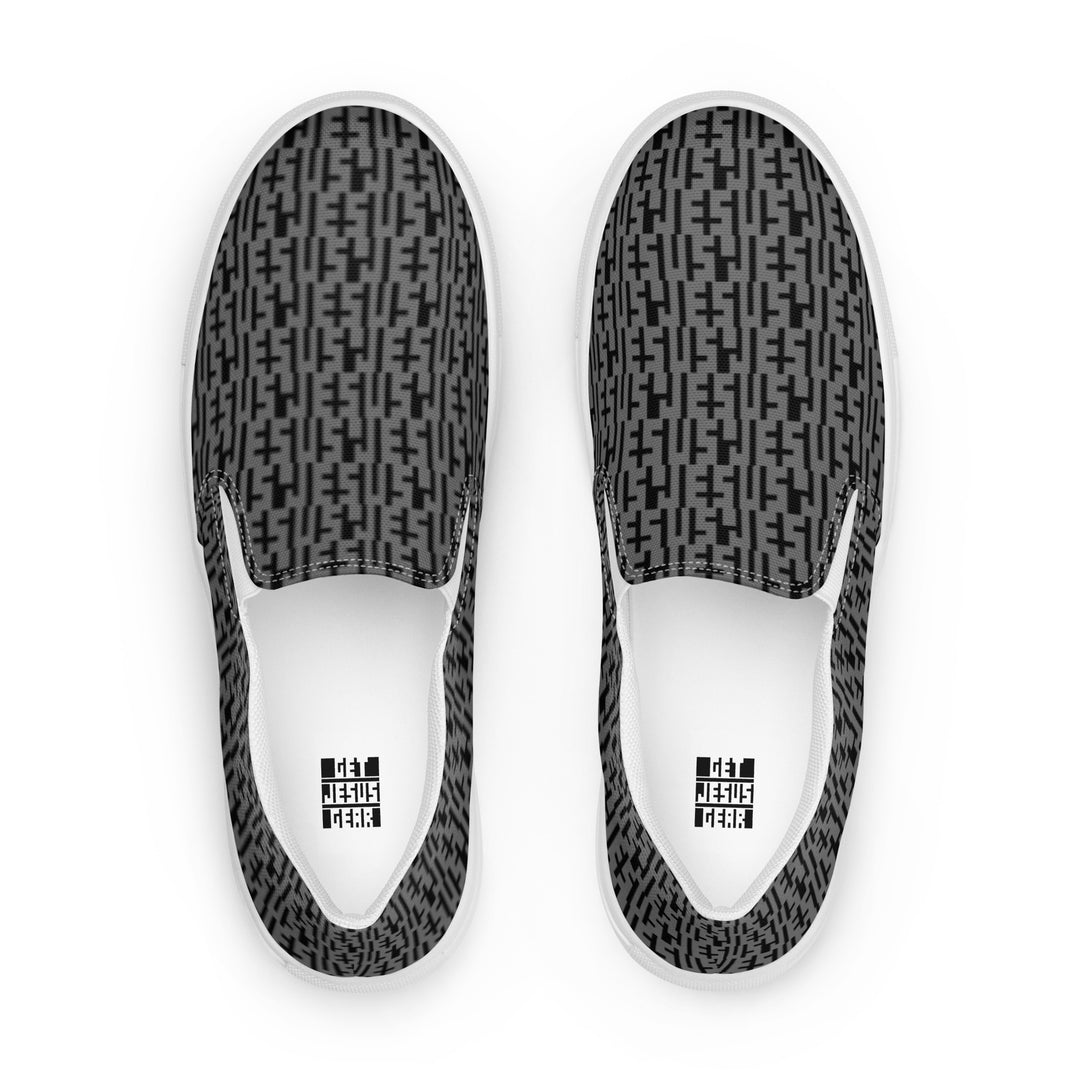 Womens JESUS Slip On Canvas Shoes - Grey & Black INFINITY 1.0