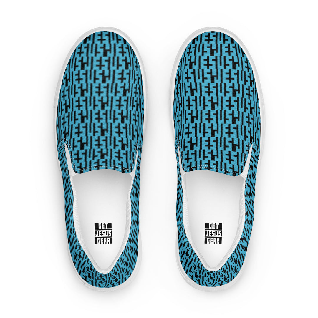 Womens JESUS Slip On Canvas Shoes - Blue & Black INFINITY 1.0