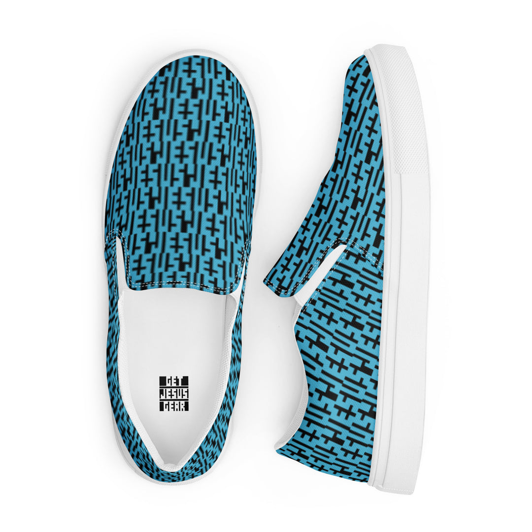 Womens JESUS Slip On Canvas Shoes - Blue & Black INFINITY 1.0