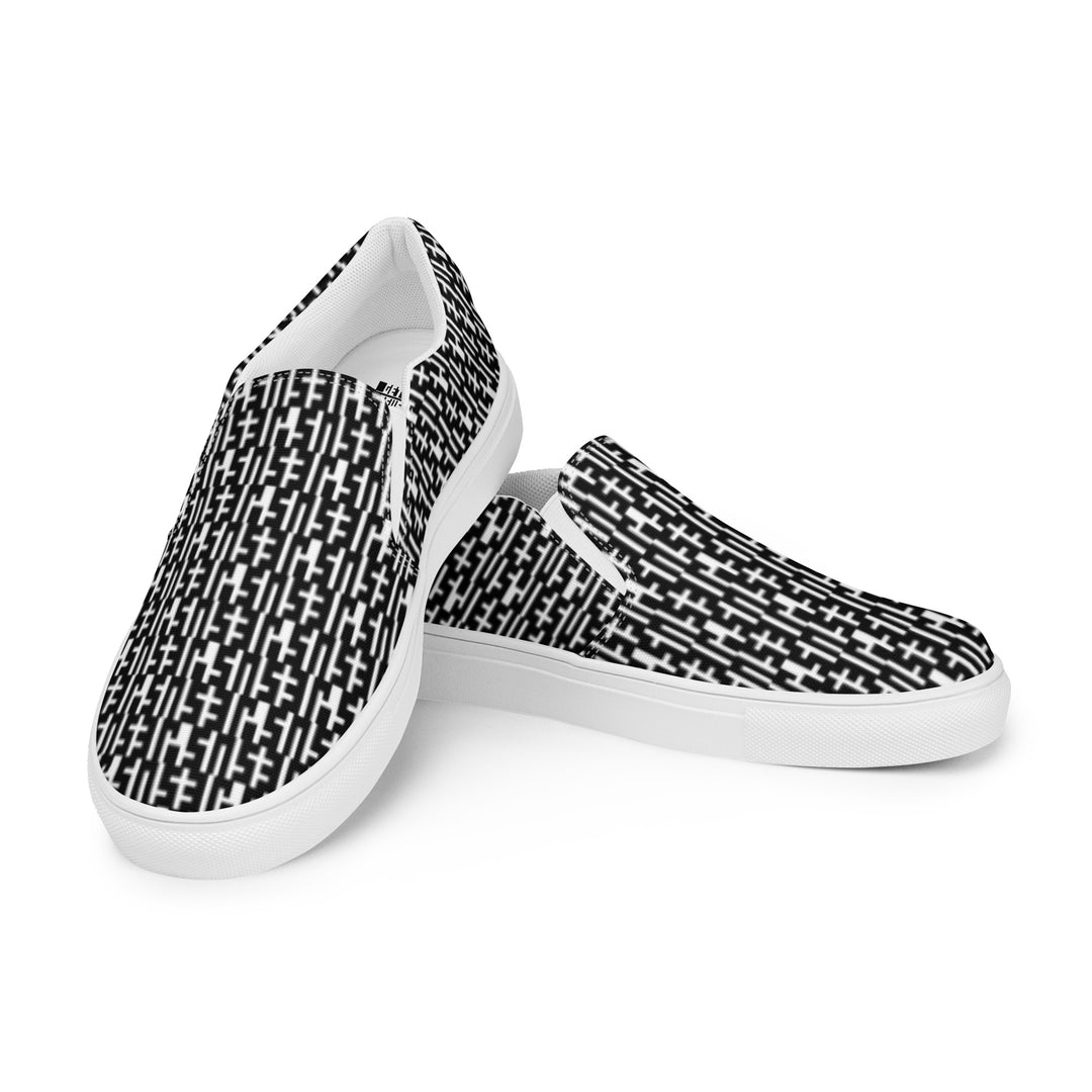 Womens JESUS Slip On Canvas Shoes  - Black & White INFINITY 1.0