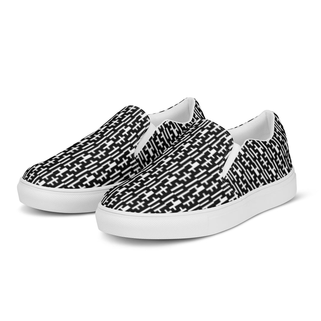 Womens JESUS Slip On Canvas Shoes  - Black & White INFINITY 1.0