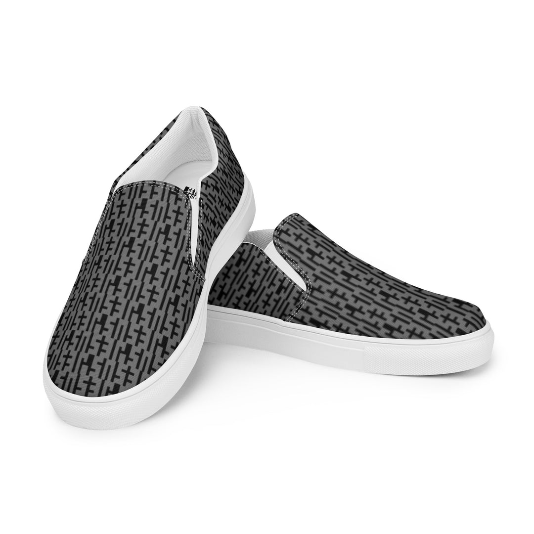 Womens JESUS Slip On Canvas Shoes - Grey & Black INFINITY 1.0