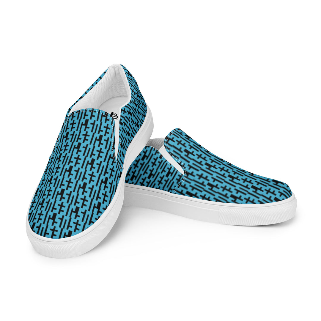 Womens JESUS Slip On Canvas Shoes - Blue & Black INFINITY 1.0