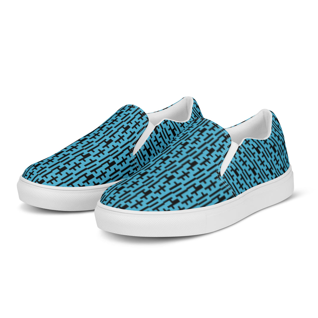 Womens JESUS Slip On Canvas Shoes - Blue & Black INFINITY 1.0