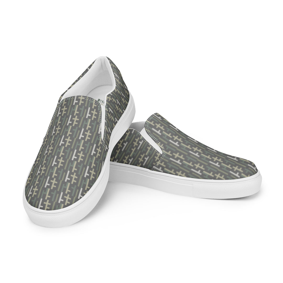 Womens JESUS Slip On Canvas Shoes - Grey Camo INFINITY 1.0