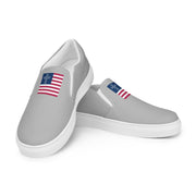 Womens Cross & Stripes Slip-On Canvas Shoes - Silver
