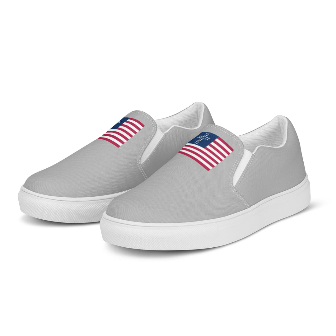 Womens Cross & Stripes Slip-On Canvas Shoes - Silver