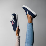 Womens Cross & Stripes Slip-On Canvas Shoes - Navy
