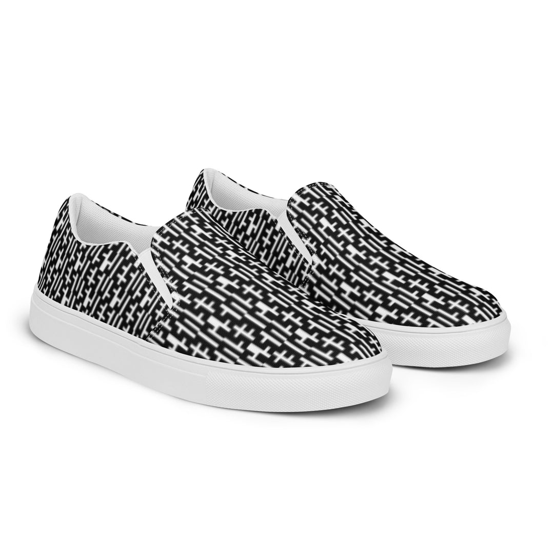 Womens JESUS Slip On Canvas Shoes  - Black & White INFINITY 1.0