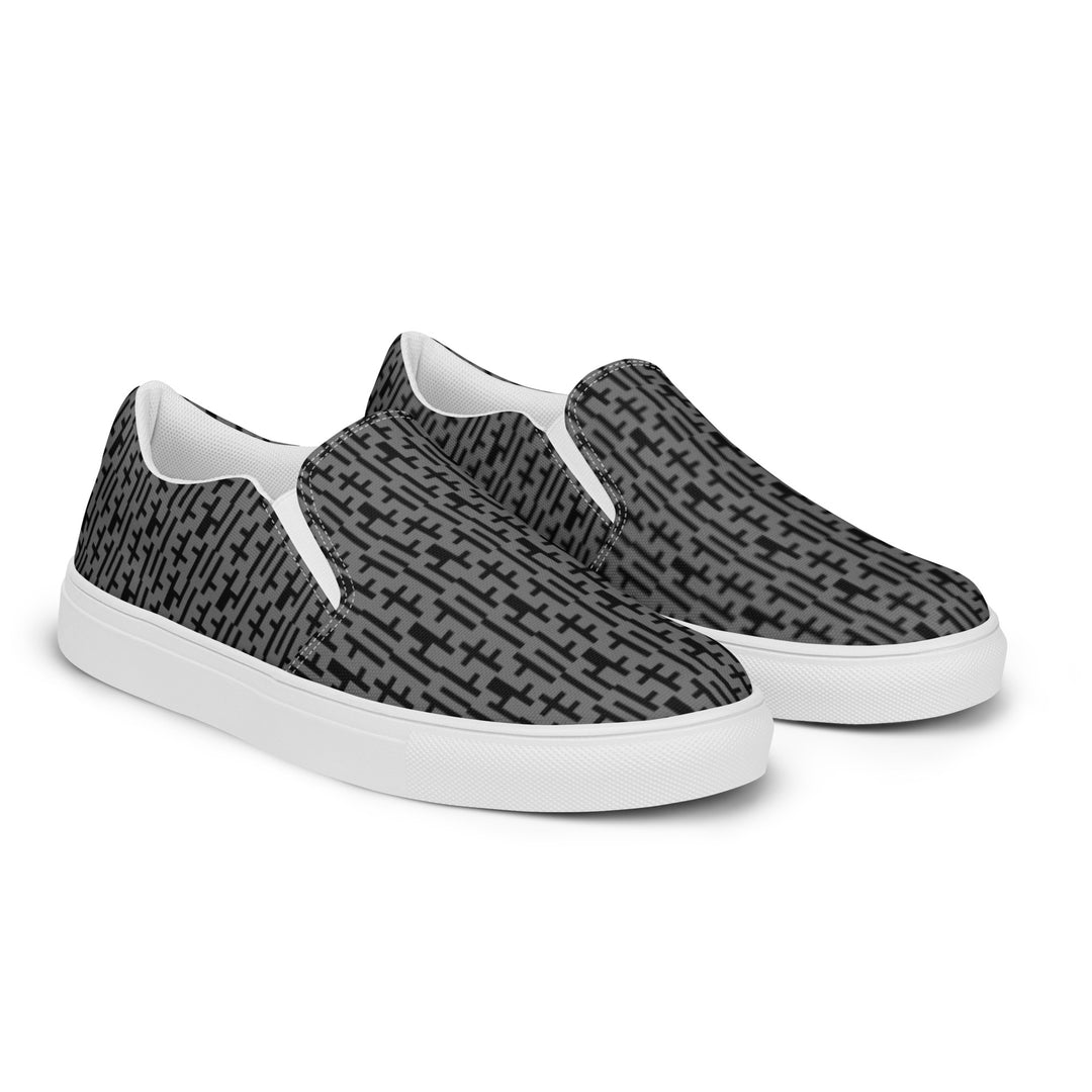 Womens JESUS Slip On Canvas Shoes - Grey & Black INFINITY 1.0